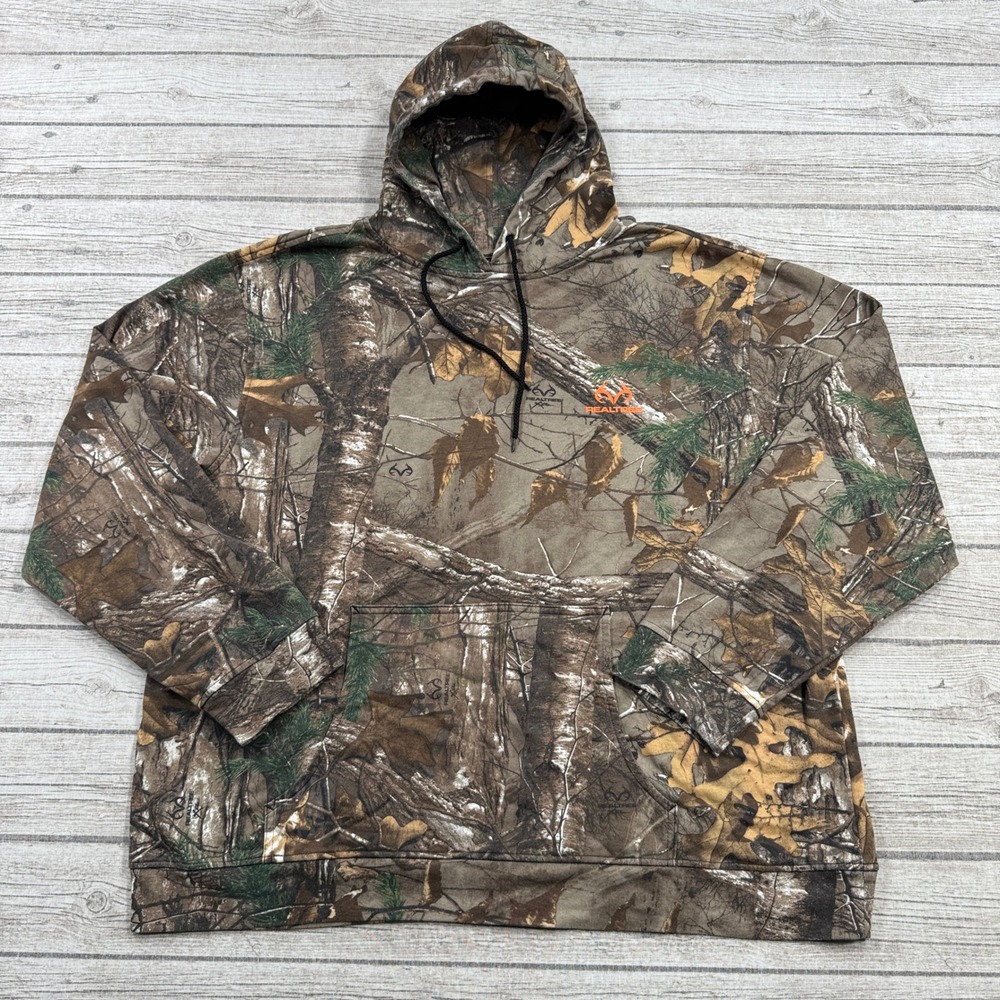 Realtree Xtra Hoodie Mens 2XL Camo Fleece Lined Hooded Pullover Hunting Woodland